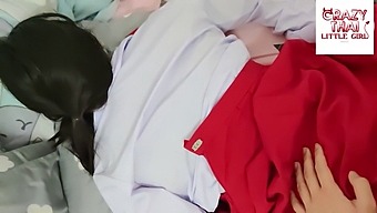 A Thai College Student In A Red Skirt Has Sex With Her Boyfriend In The Dorm Room